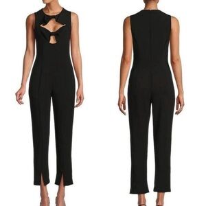 NWOT BLACK HALO Zita Bow cutout black Slim Leg Jumpsuit sz 4